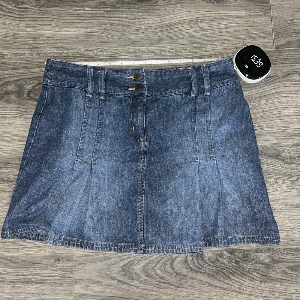 Y2K NY Jeans New York & Company Blue Denim Skort Size 6 Short Pockets Button - Picture 2 of 9
